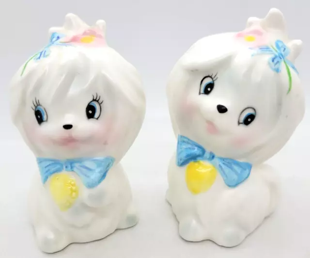 Lefton Mr. Toodles Salt Pepper Shakers Kitsch Maltese Dog Japan 3235 - VINTAGE