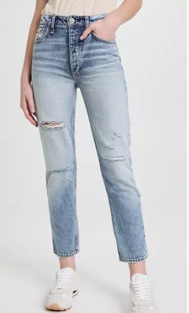 Rag & Bone Nina high rise ankle cigarette Jean Dana Point w Holes SZ 26