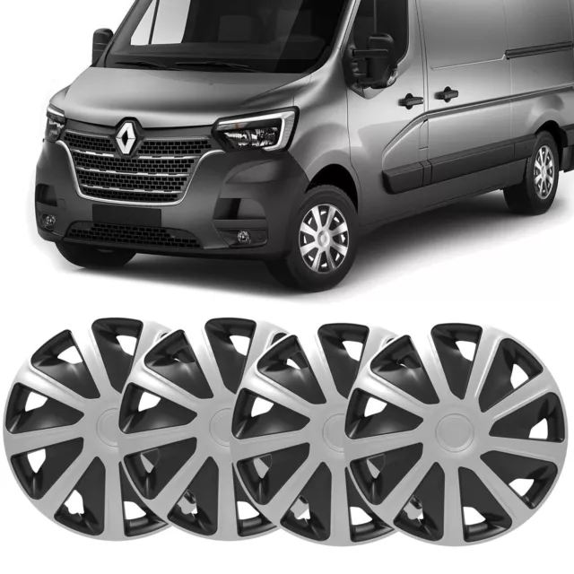 16" Renault Master fits Wheel Trims Van Hubcaps Set of 4 Black & Silver Quality