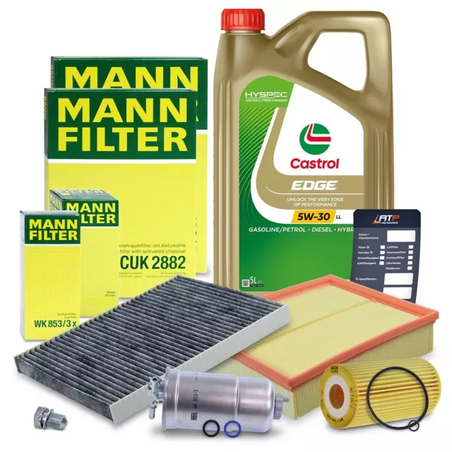 Mann-Filter Kit Tagliando B+5L Castrol 5W-30 Ll Per Vw Passat 3B 3Bg 1.9 Tdi