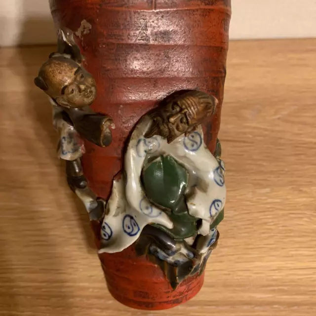 SUMIDA GAWA Pottery Vase 8.2 inch by ISHIGURO KOKO MEIJI Era Japanese Antique