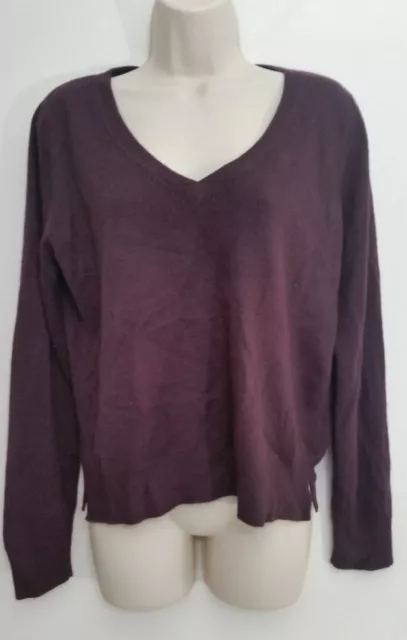 New York Company Womens Sweater Large V Neck Purple Long Sleeve Knit Top