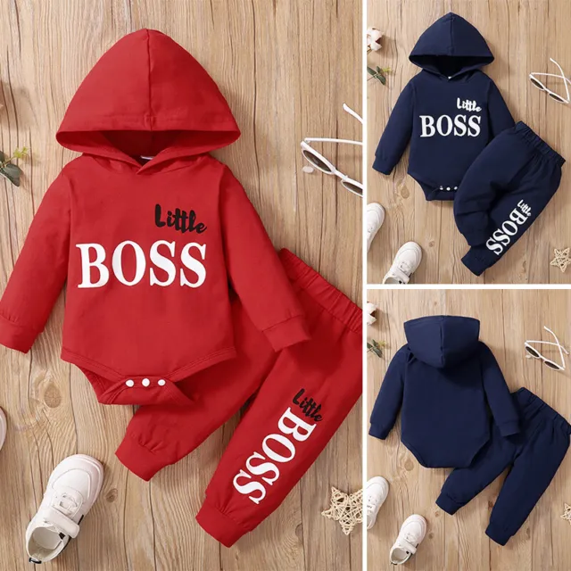 Newborn Baby Boys Hooded Romper Tops Pants Outfits Tracksuits Set Kids Clothes🔥
