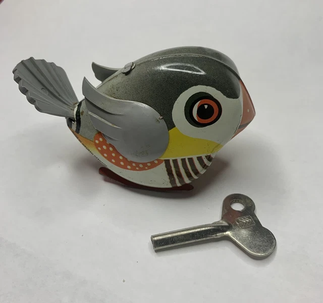 VINTAGE LEHMANN LULI 943 Tin Bird Wind Up Toy By D.B.G.M. West Germany