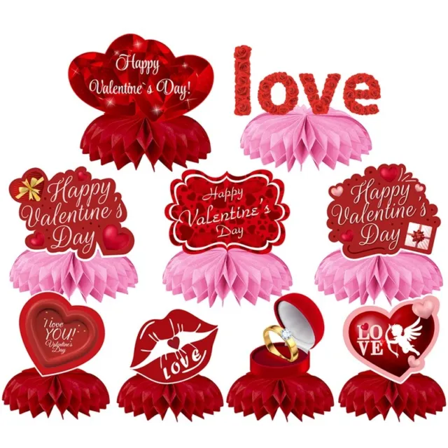 9 PIEZAS Juego de decoraciones de fiesta del Día de San Valentín suministros navideños Y6O53468