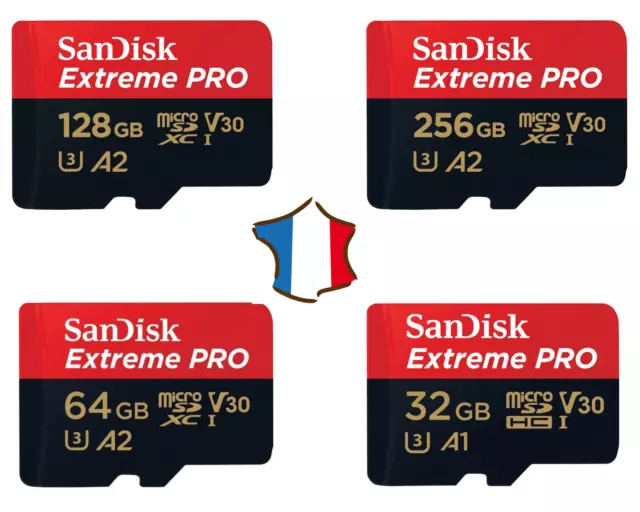 SanDisk Extreme Pro 32Go 64Go 128Go 256Go + Adaptateur SD , jusqu'à 200 Mo/s