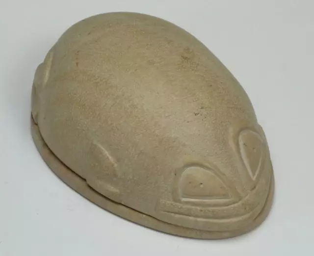 Vintage Pre Columbian Aztec Carved Soapstone Frog Box Dish Egg Figure Mayan