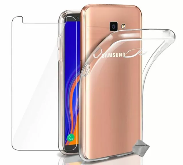 Housse etui coque gel Samsung Galaxy J4+ Plus (2018) + film ecran TRANSPARENT TP