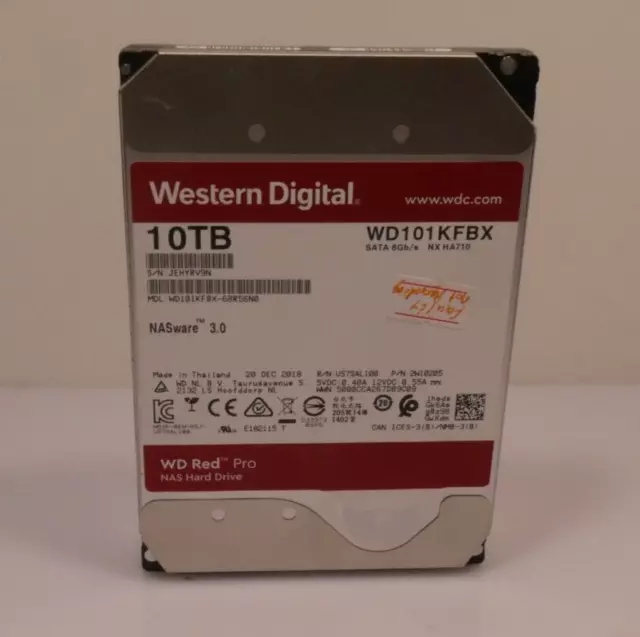 Western Digital Red Pro 10TB 3.5" SATA 7200 RPM 6Gb/s HDD WD101KFBX (Faulty)