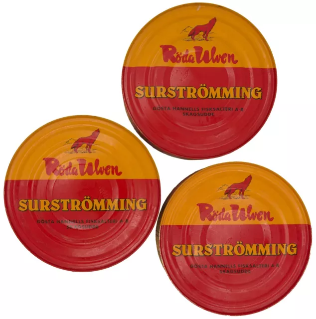 (3,88€/100g) 3x Surströmming Röda Ulven Das Original 300g Fermentierte Heringe