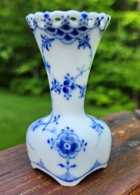 Royal Copenhagen Blue Fluted Full Lace Miniature Bud Reticulated Vase # 1/1161 Royal Copenhagen Blue Fluted Full Lace Miniature Bud Reticulated Vase # 1/1161