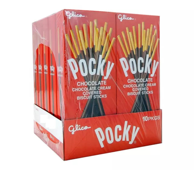 Glico Pocky Chocolate Cream Covered Biscuit Sticks, 1.41 oz, 10 PACK EXP 05/24