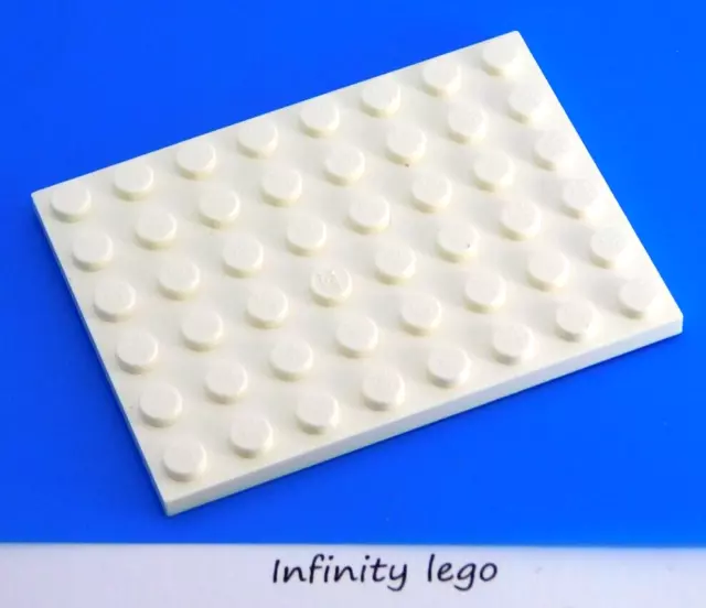 6 LEGO White Plate Base Board 6 x 8 (3036) - 6 Pieces