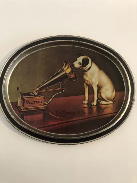 Vintage RCA Victor 1950s Oval Tin Tray Nipper The Dog USA