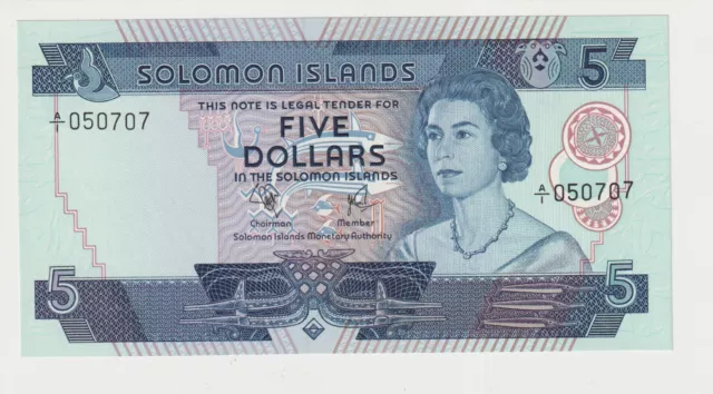 1977  Solomon Islands 5 Dollars Banknote - P# 6a  - UNC - # 31780