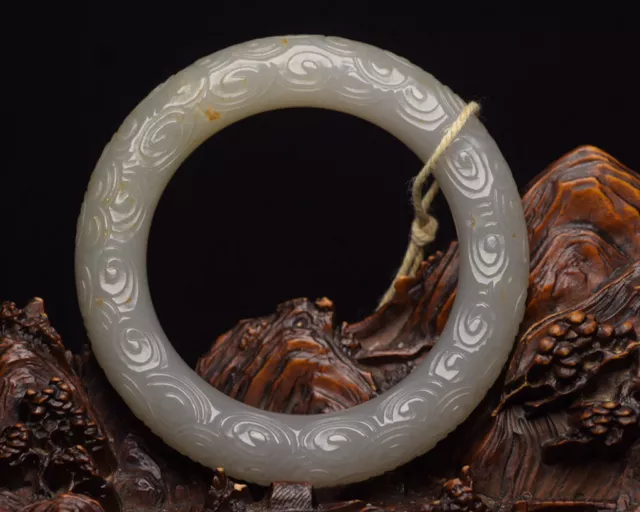 Certified Natural Hetian Jade Hand-carved Exquisite Bracelet 14672