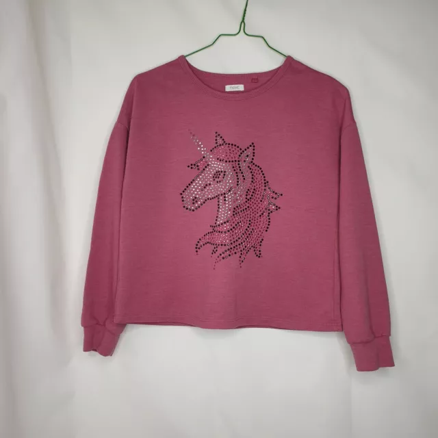 Next Girls Pink Embellished Unicorn Jumper Age 11 Years