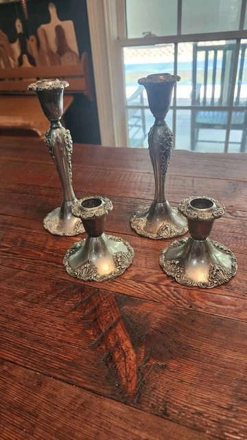 Vintage Godinger Silver Plated Candlesticks Set Of 4