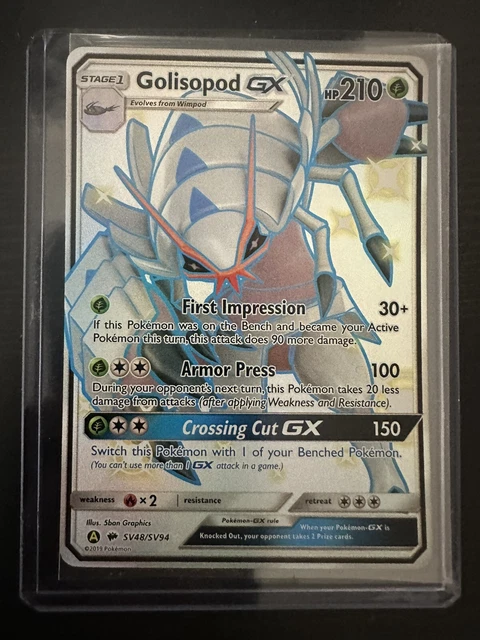 Golisopod GX glänzende volle Kunst SV48/SV94 Pokémonkarte versteckte Schicksale fast neuwertig minus