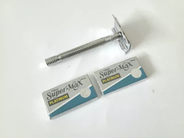Men’s Traditional Classic Double Edge Chrome Shaving Safety Razor + 10 Blades