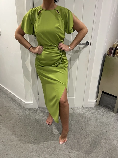 green emerald velvet dress Lipsy London Women Ruched Flutter Sleeve Cut Out Bodycon Dress 38 Green:  Buy Online at Best Price in Egypt main image 0