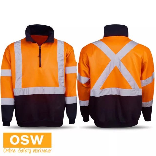 Unisex Safety Warm Hi Vis Day/Night Reflective Cross Back Rail Fleecy Jumper