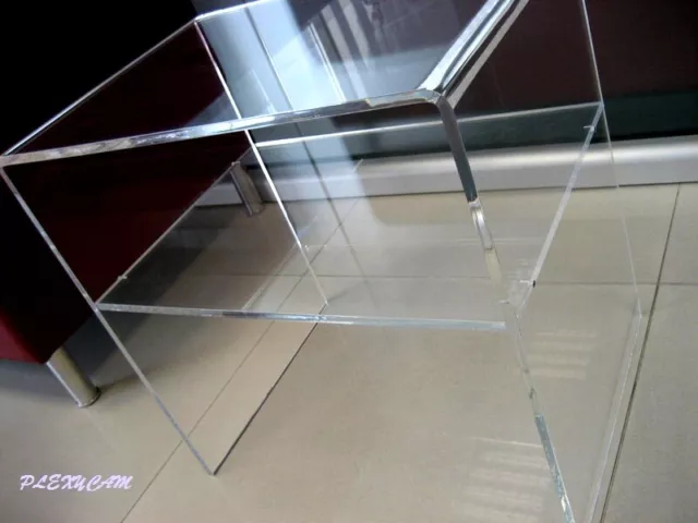 Tavolino Comodino Plexiglass Trasparente Con Mensola Misure Varie Spess 8mm