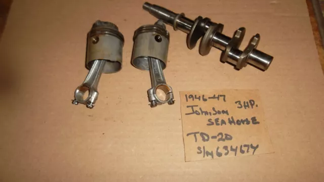 Vintage Johnson-Sea Horse 5HP TD-20 Outboard 1946-50- Pistons and Cam Shaft LOOK