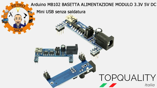 5 Moduli Alimentazione MB102 Per Breadboard – 3.3V E 5V Compatibili Arduino (Senza Saldatura)