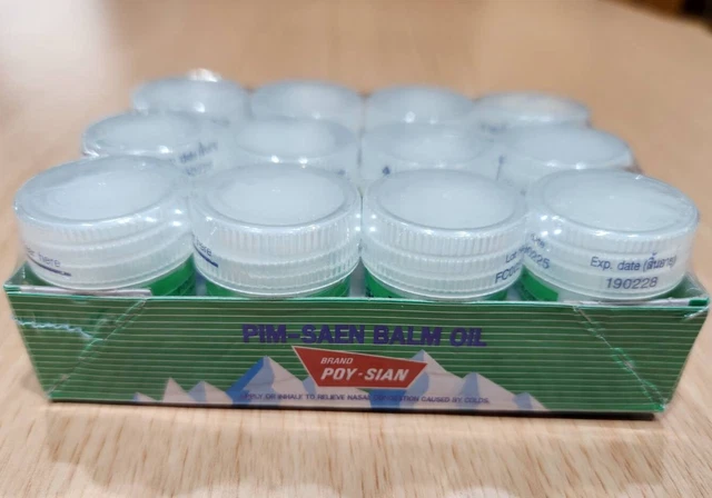 12x Poy Sian Pimsaen Balm Oil Inhaler | Thai Cotton Nasal Aroma For Cold & Flu Relief