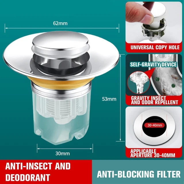 Lavabo universale nucleo rimbalzo filtro scarico filtro bagno tappo nuovo C0D3