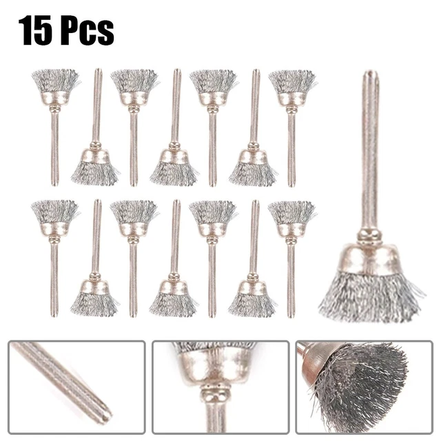 Spazzola ruota polacca industriale ruote metalliche in acciaio con gambo 3 mm 15 pz/set