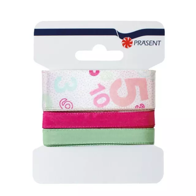 Roth 3er Schleifenband Numbers Pink Grün für Schultüte Zuckertüte Schulanfang
