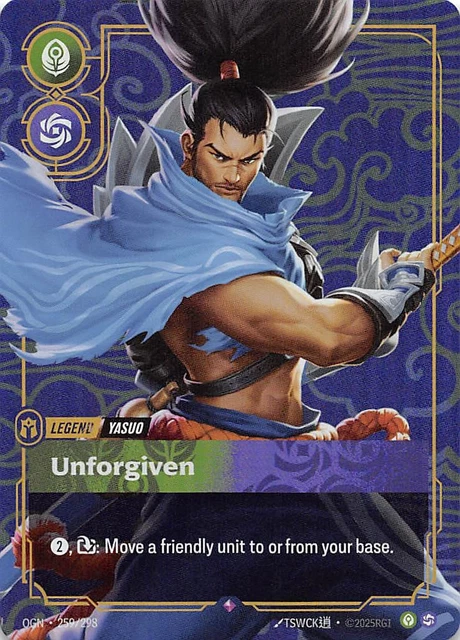 YASUO UNFORGIVEN FOIL 259/298 Origins Riftbound League of Legends ...