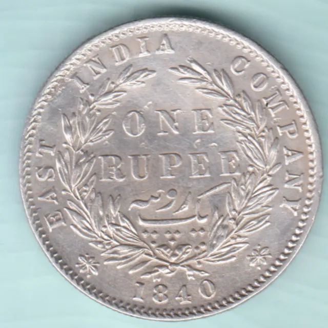 East India Company 1840 Victoria Queen One Rupee Silver Coin In Top Grade