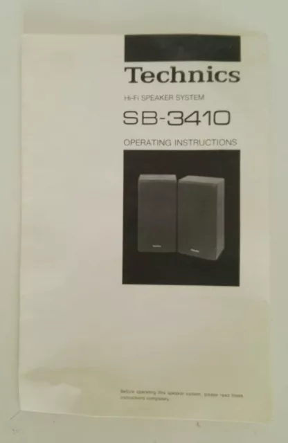 Libretto istruzioni casse diffusori Technics SB-3410