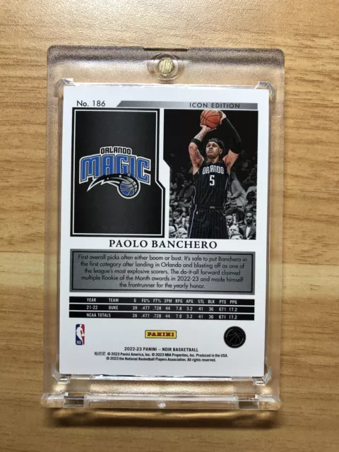 2022-23 Panini Noir Icon Edition #186 Paolo Banchero Magic RC Rookie /99 ROTY 2