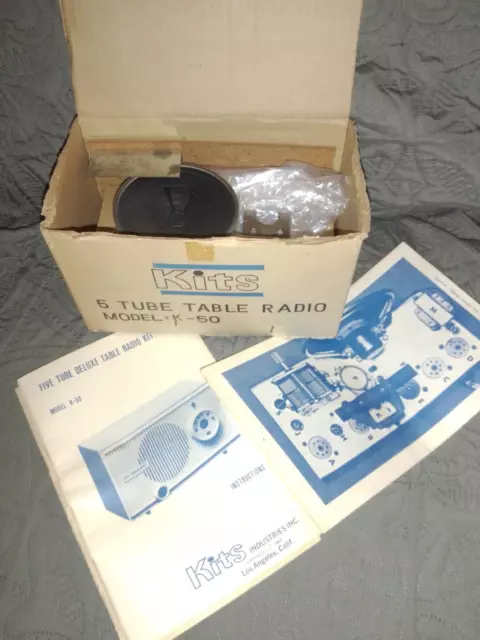 KITS INDUSTRIES MODEL K-50 FIVE TUBE RADIO KIT 22-9524 w/ MANUAL - CIRCA 1968