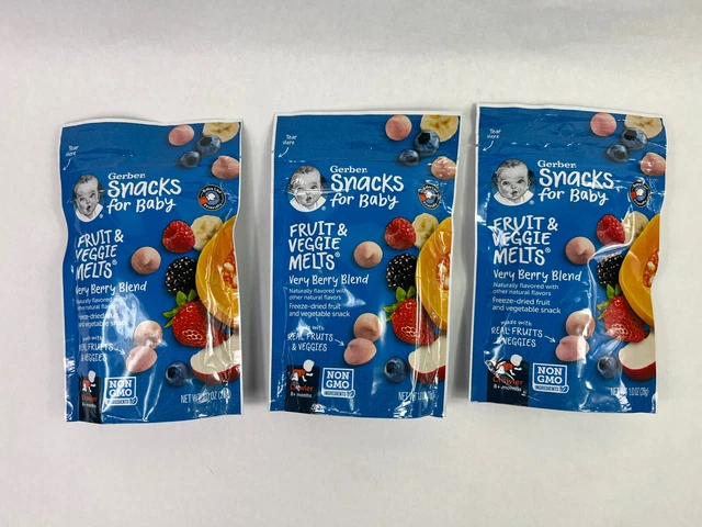 Gerber Snacks Fruit &Veggie Melts Baby Snack Very Berry Blend 1oz/28g Bag Qty 3