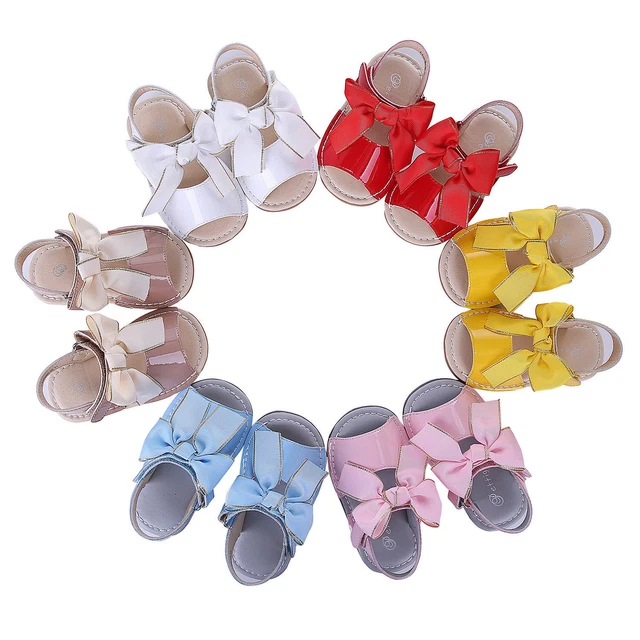 Baby Girls Bow Shoes Sandals Flat Heels Toddler Kids Summer Party Holiday Beach