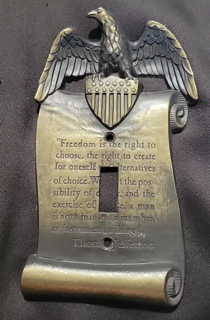 Vintage American Eagle Freedom Thomas Jefferson Brass Single Light Switch Cover