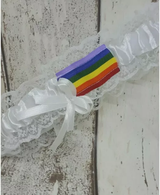 Gay pride Wedding Rainbow Garter  Bride prom made In Uk