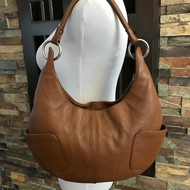 Hobo International Brown Leather Hobo Shoulder Bag Purse End Pockets Medium  VGC