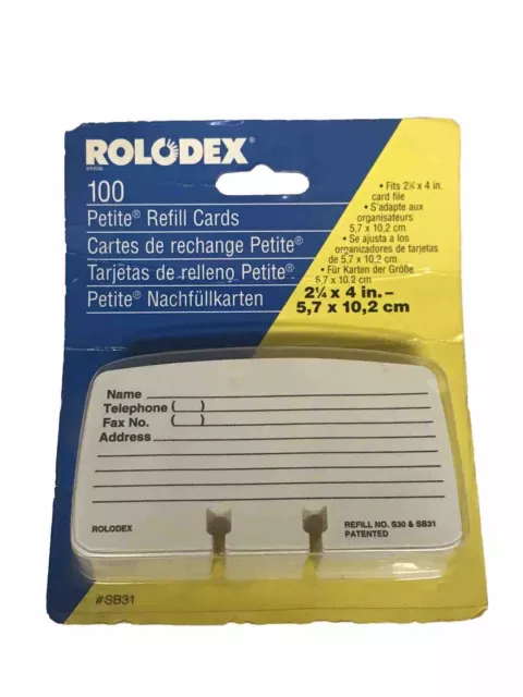 Vintage Rolodex Petite Refill Cards Sealed Package 100 Cards 2.25" x 4"