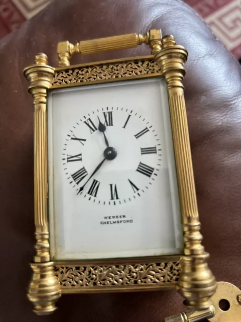 Victorian French Webber Carriage Clock Working Perfectly With Key