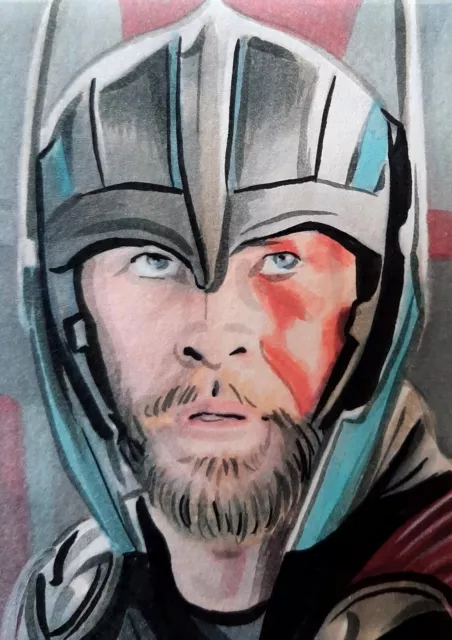 Original Thor Avengers aceo sketch card drawing