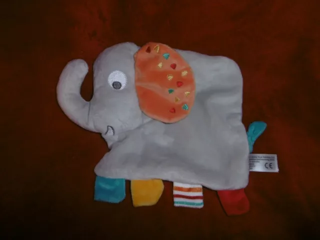 Doudou Plat Simba Toys Eléphant Gris Orange Bleu Rouge