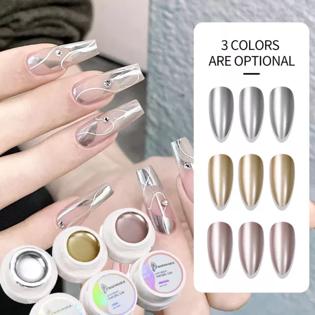 Espejo De Metal Oro Plata Cromo Metálico Arte De Uñas Esmalte De Gel Pintado <