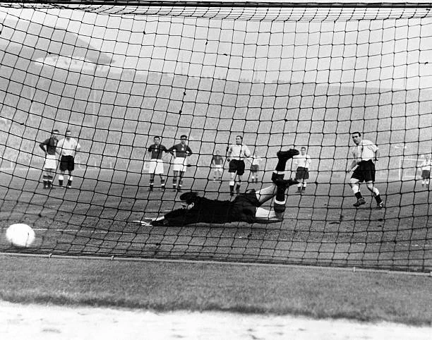 HUNGARY GOALKEEPER GYULA Grosics fails prevent England Alf Ramse- Old ...