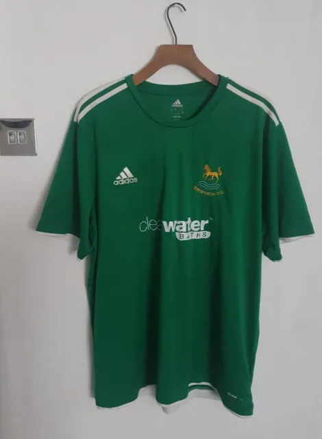 Adidas HORSFORTH CC Top Shirt Green Short Sleeve County Cricket Club Logo rare